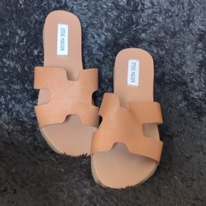 Steve Madden Cognac Double-Strap Slide Sandals